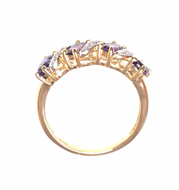 Amethyst 0.74ct And Diamond 9K Gold Ring